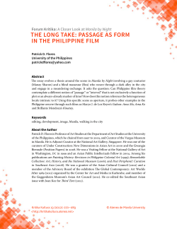 The Long TaKe: Passage as Form in The PhiLiPPine FiLm