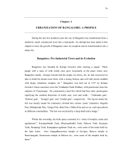 URBANIZATION OF BANGALORE: A PROFILE Bangalore: Pre
