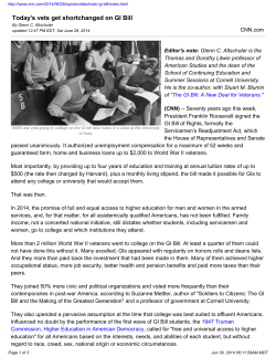 Today`s vets get shortchanged on GI Bill