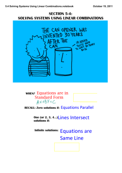 5.4 Solving Systems Using Linear Combinations.notebook
