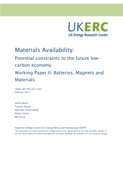 Materials Availability