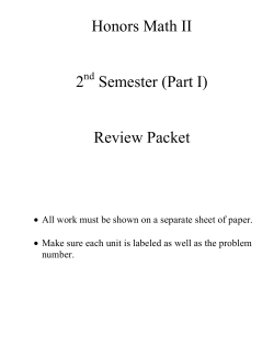Honors Math II 2 Semester (Part I) Review Packet