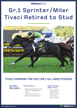 Gr.1 Sprinter/Miler Tivaci Retired to Stud
