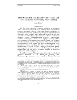 State Constitutional Initiative Processes and Governance in the