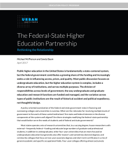 The Federal-State Higher Education Partnerships: Rethinking the