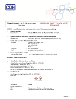 Silver Nitrate 0.1M (0.1N) Volumetric Solution MATERIAL SAFETY