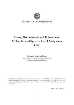 Stress, Homeostasis and Robustness: Molecular and