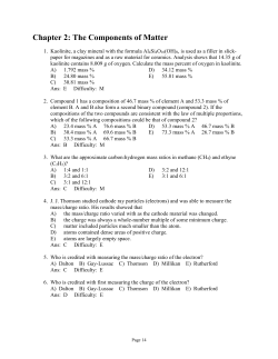 Chapter 2: The Components of Matter