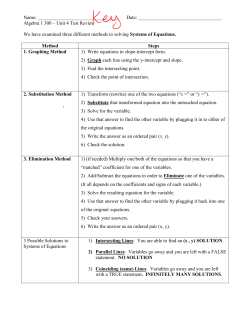 Solving Systems Quiz Review