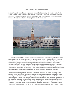 Read about the 2013 Award Recipient`s trip through the Venice