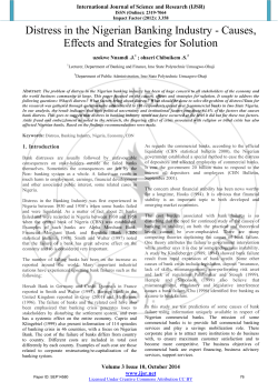 Distress in the Nigerian Banking Industry