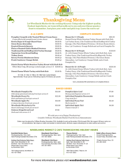 Thanksgiving Menu - Woodlands Market