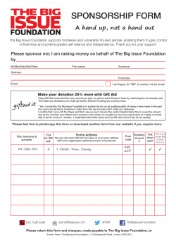 Sponsorship form - The Big Issue Foundation