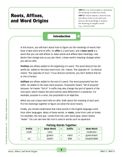 Roots, Affixes, and Word Origins