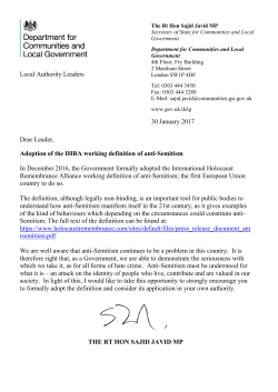 Local Authority Leaders Dear Leader, Adoption of the IHRA working