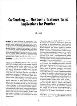 Co-Teaching Not Just a Textbook Term: Implications