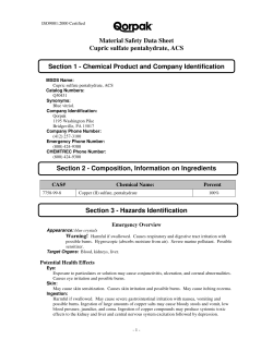 Material Safety Data Sheet Cupric sulfate pentahydrate