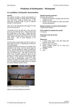 Prediction of Earthquakes - Earth Science Education Unit