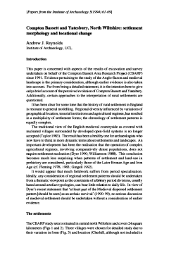 Introduction The settlements - Papers from the Institute of Archaeology