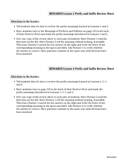 REWARDS Lesson 2 Prefix and Suffix Review Sheet REWARDS
