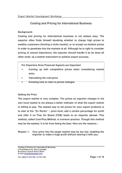 Costing and Pricing for International Business