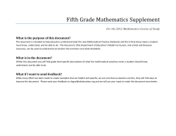 Fifth Grade Mathematics Supplement