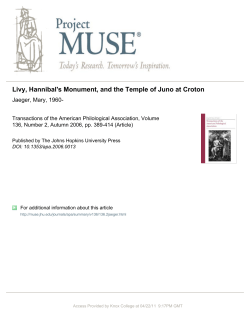 Livy, Hannibal`s Monument, and the Temple of Juno