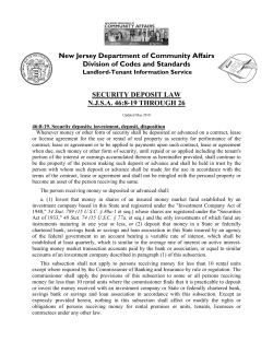Security Deposit Law - State of New Jersey
