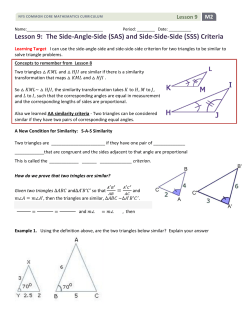 Lesson 9: The Side-Angle-Side (SAS) and Side-Side