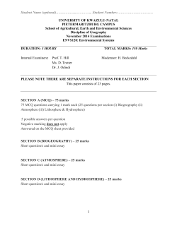 ENVS120P2_12_2014_Y_P1 - School of Environmental Sciences