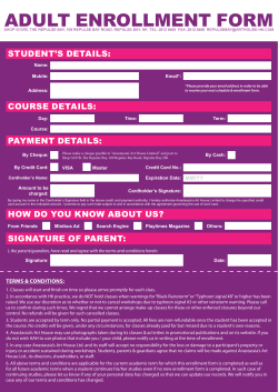 ADULT enroLLmenT form - Anastassia`s Art House