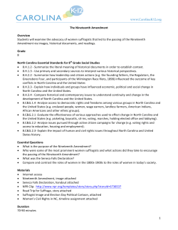 1 The Nineteenth Amendment Overview Students will examine the