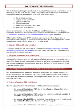 Fact sheet section 601 certificates - Attorney