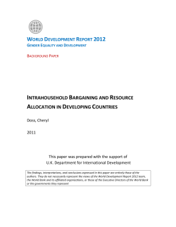 intrahousehold bargaining and resource allocation in developing