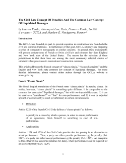 The Civil Law Concept Of Penalties And The Common Law