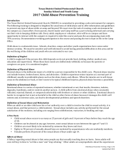 Child Abuse Prevention Materia - Texas District Youth Ministries