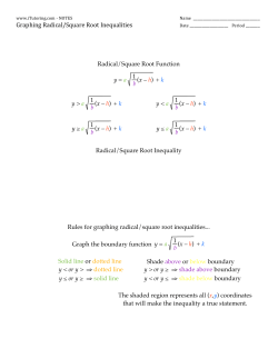 Graphing Radical/Square Root Inequalities y = a (x &ndash; h) + k b 1