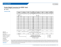 Product Weight Conversions for KYDEX&reg; Sheet