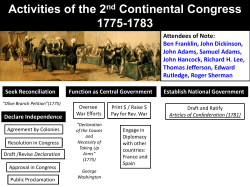 Activities of the 2nd Continental Congress and the Declaration of