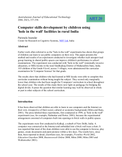 Computer skills development by children using - Hole-in-the-Wall
