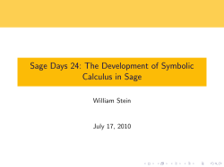 Sage Days 24: The Development of Symbolic