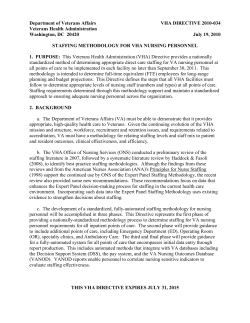 VHA Dir 2010-034, Staffing Methodology for VHA Nursing