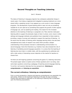 Second Thoughts On Teaching Listening