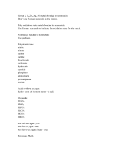 Group I, II, Zn, Ag, Al metals bonded to nonmetals: Don`t use Roman