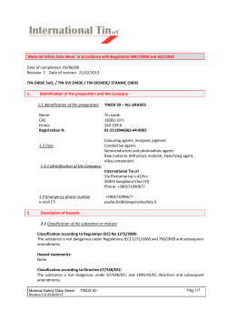 Material Safety Data Sheet: Tin oxide, Tin (IV
