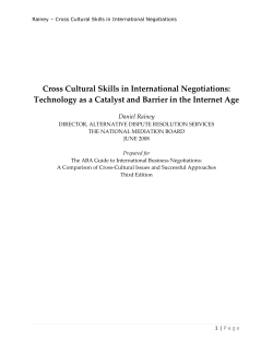Cross Cultural Skills in International Negotiations
