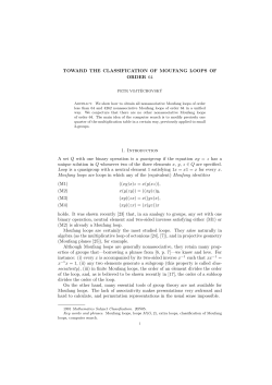 TOWARD THE CLASSIFICATION OF MOUFANG LOOPS OF