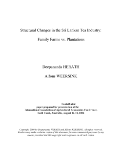 Structural Changes in the Sri Lankan Tea Industry