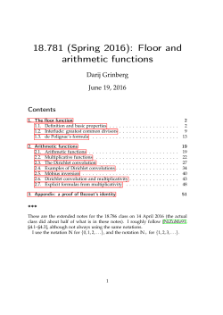 18.781 (Spring 2016): Floor and arithmetic functions