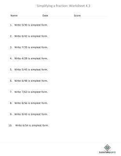 Simplifying a fraction: Worksheet 4.3